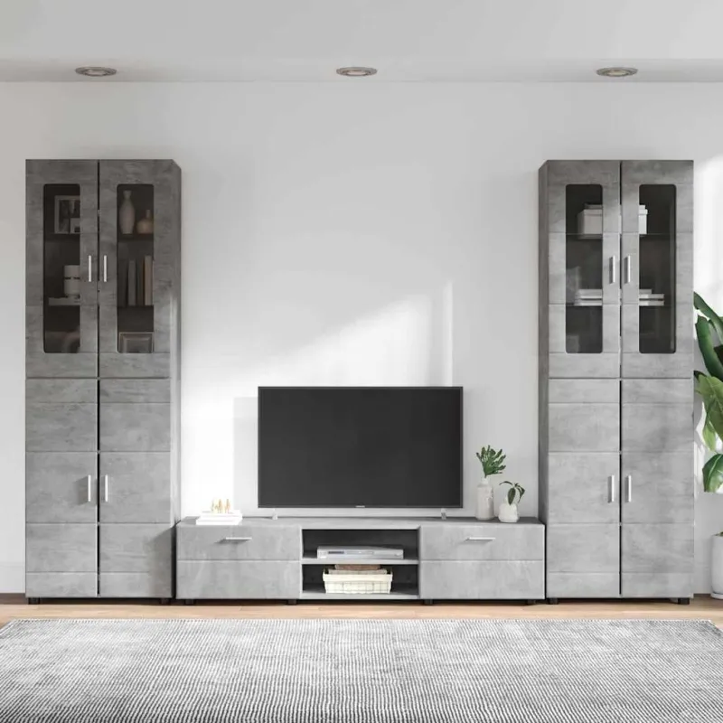 TV spintelių komplektas su stalčių FLORIN 3 pcs Betono pilka