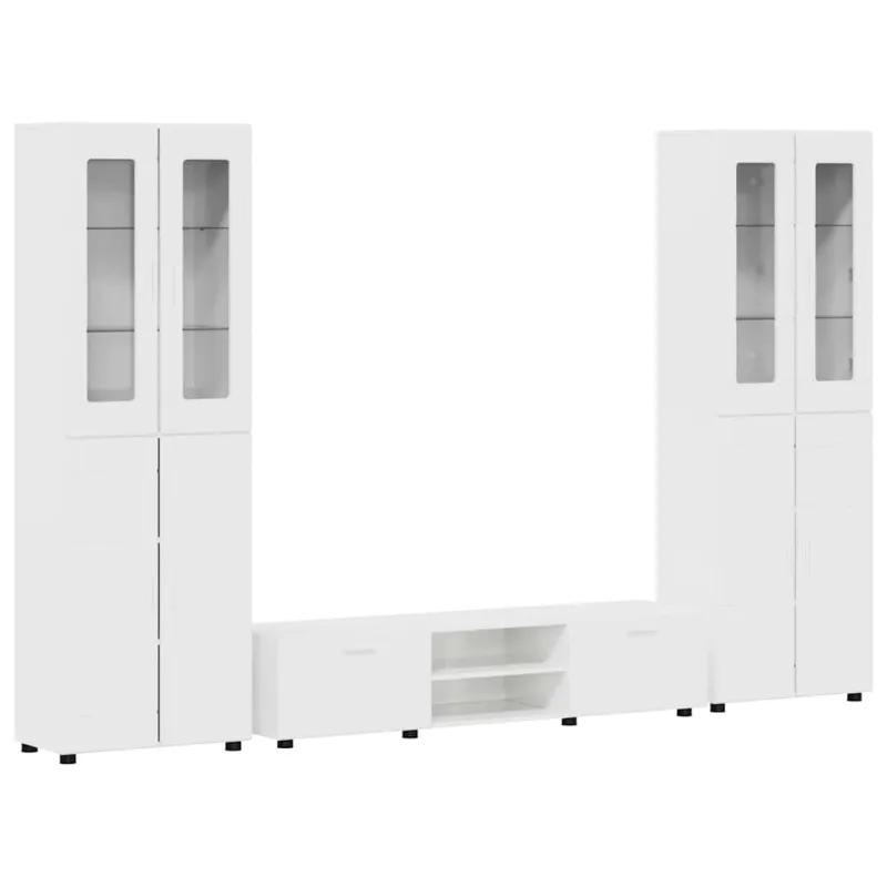TV spintelių komplektas FLORIN 3 pcs Aukštai blizganti balta