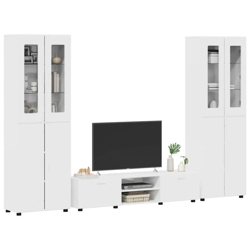 TV spintelių komplektas FLORIN 3 pcs Aukštai blizganti balta