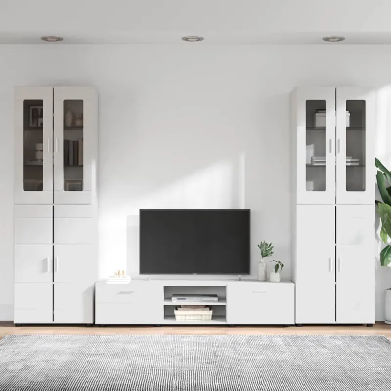 TV spintelių komplektas FLORIN 3 pcs Aukštai blizganti balta