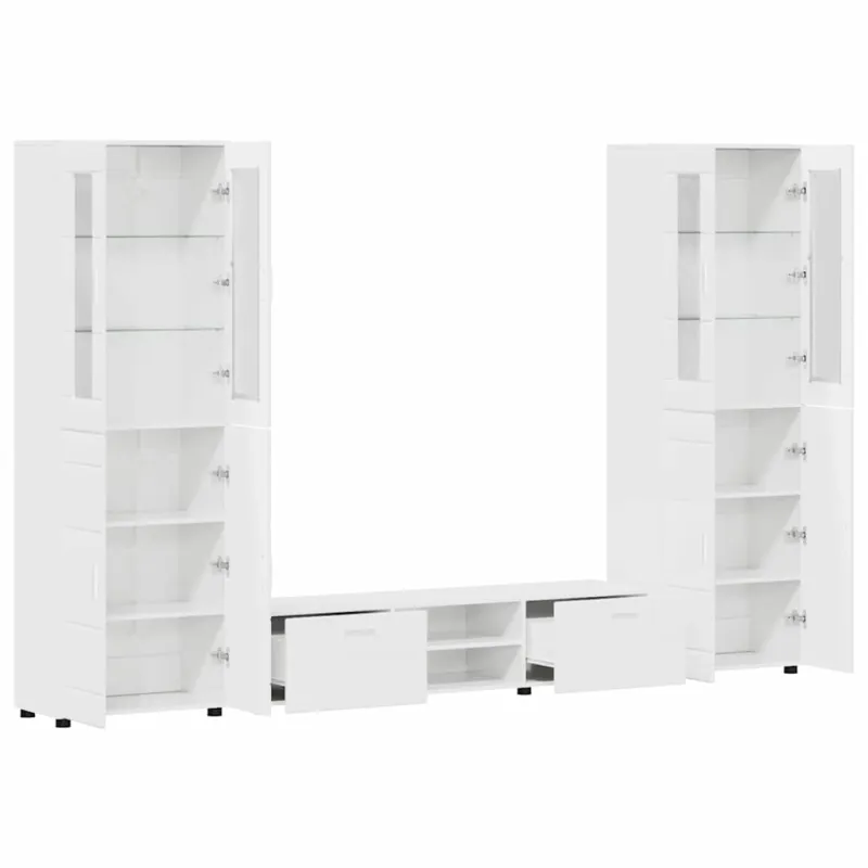 TV spintelių komplektas FLORIN 3 pcs Aukštai blizganti balta