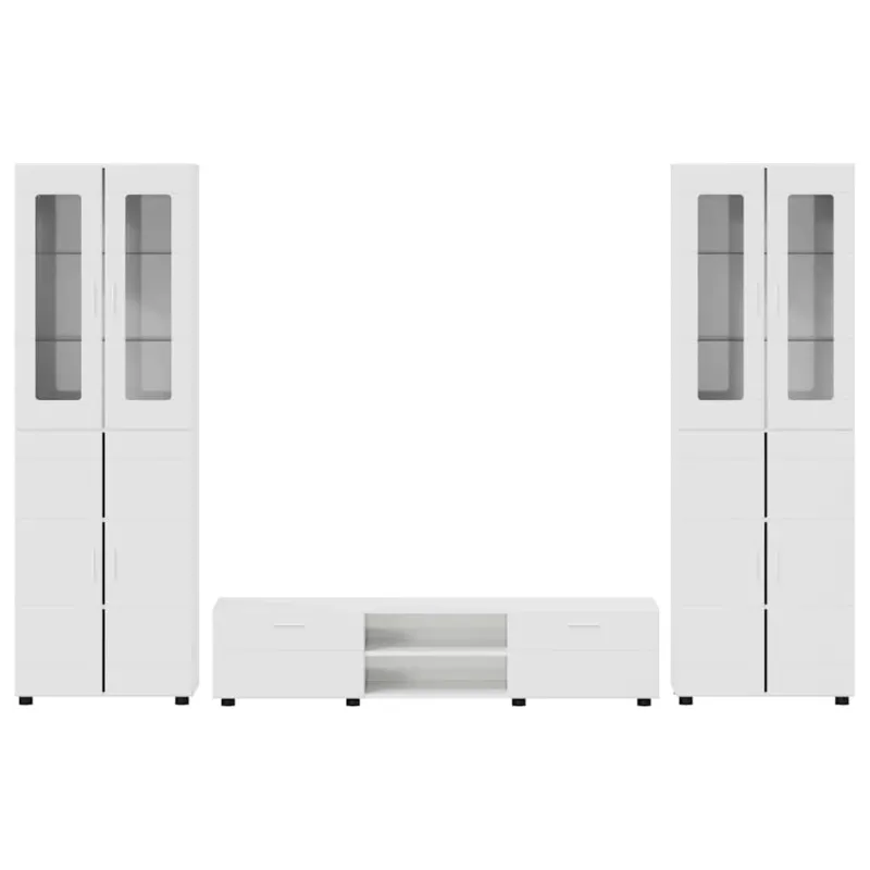 TV spintelių komplektas FLORIN 3 pcs Aukštai blizganti balta