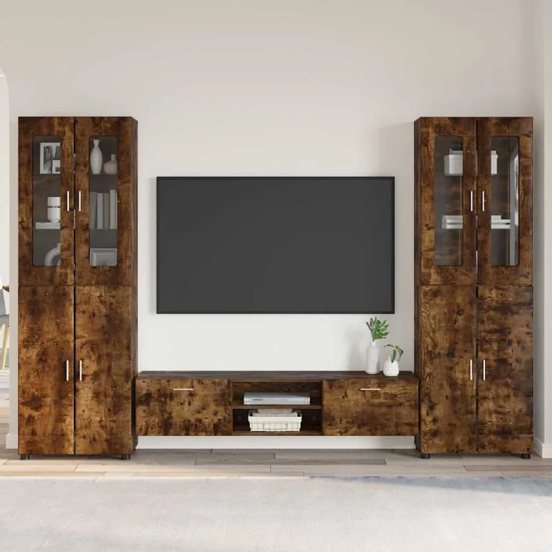 TV spintelių komplektas su stalčių FLORIN 3 pcs Rūkyta ąžuolas