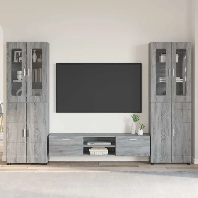 TV spintelių komplektas su stalčių FLORIN 3 pcs Pilkas Sonoma