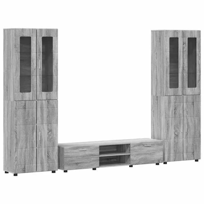TV spintelių komplektas su stalčių FLORIN 3 pcs Pilkas Sonoma