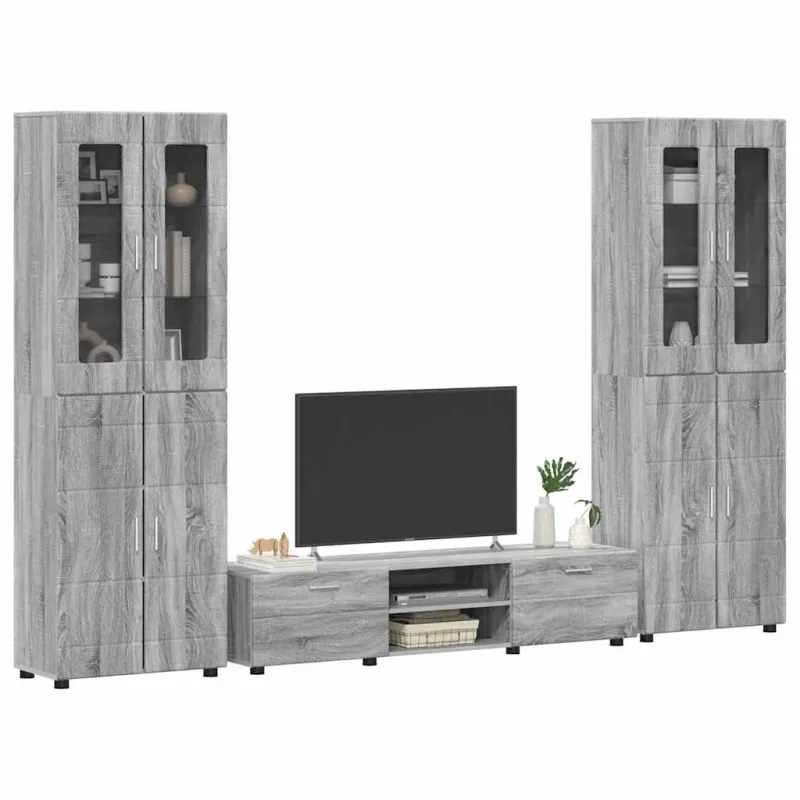 TV spintelių komplektas su stalčių FLORIN 3 pcs Pilkas Sonoma