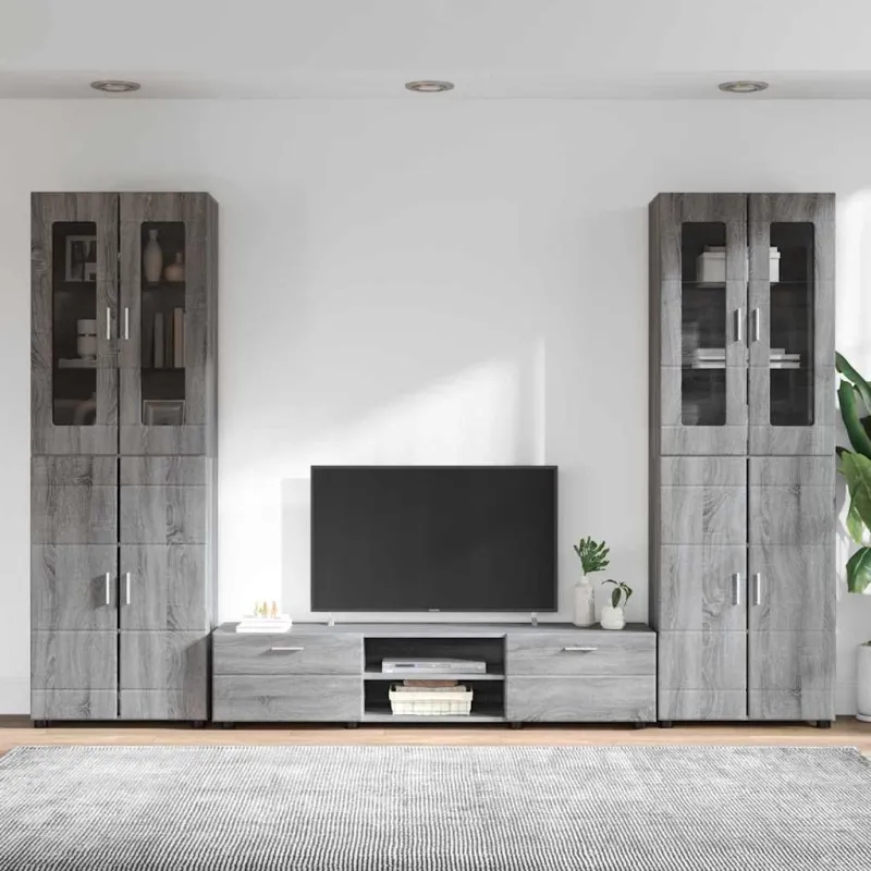TV spintelių komplektas su stalčių FLORIN 3 pcs Pilkas Sonoma