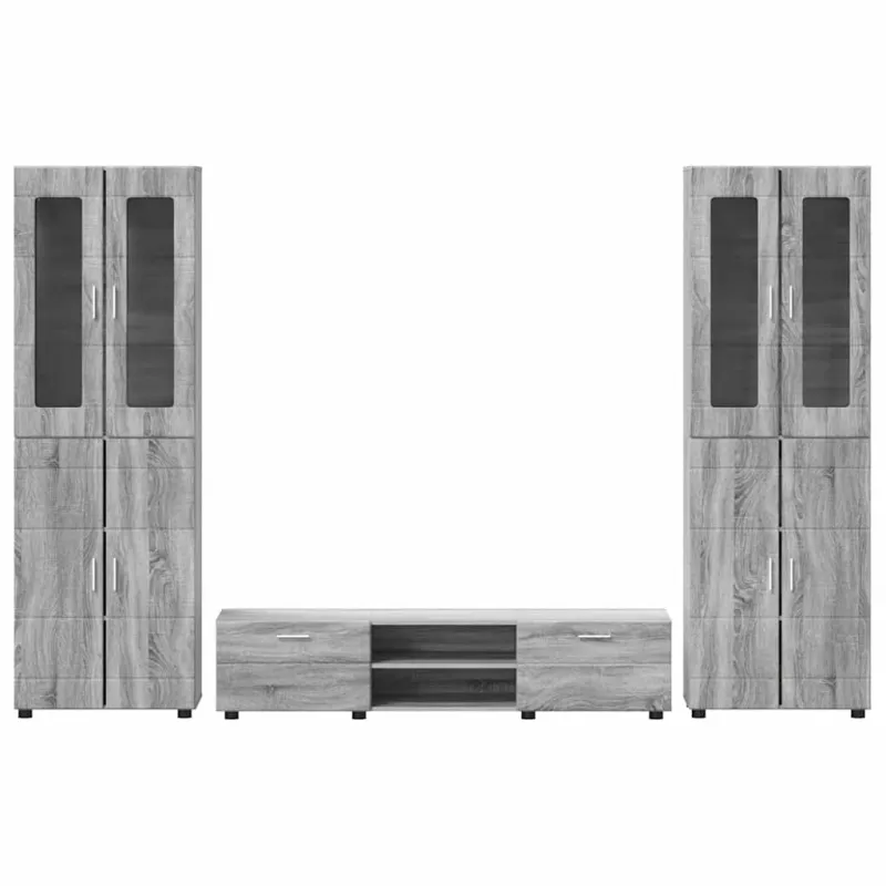 TV spintelių komplektas su stalčių FLORIN 3 pcs Pilkas Sonoma