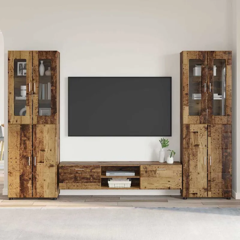 TV spintelių komplektas su stalčių FLORIN 3 pcs Senas medis
