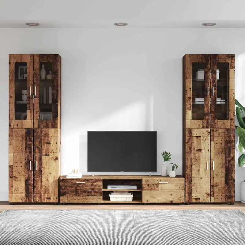 TV spintelių komplektas su stalčių FLORIN 3 pcs Senas medis