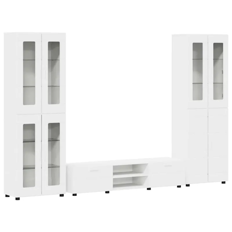 TV spintelių komplektas FLORIN 3 pcs Balta Apdirbta mediena