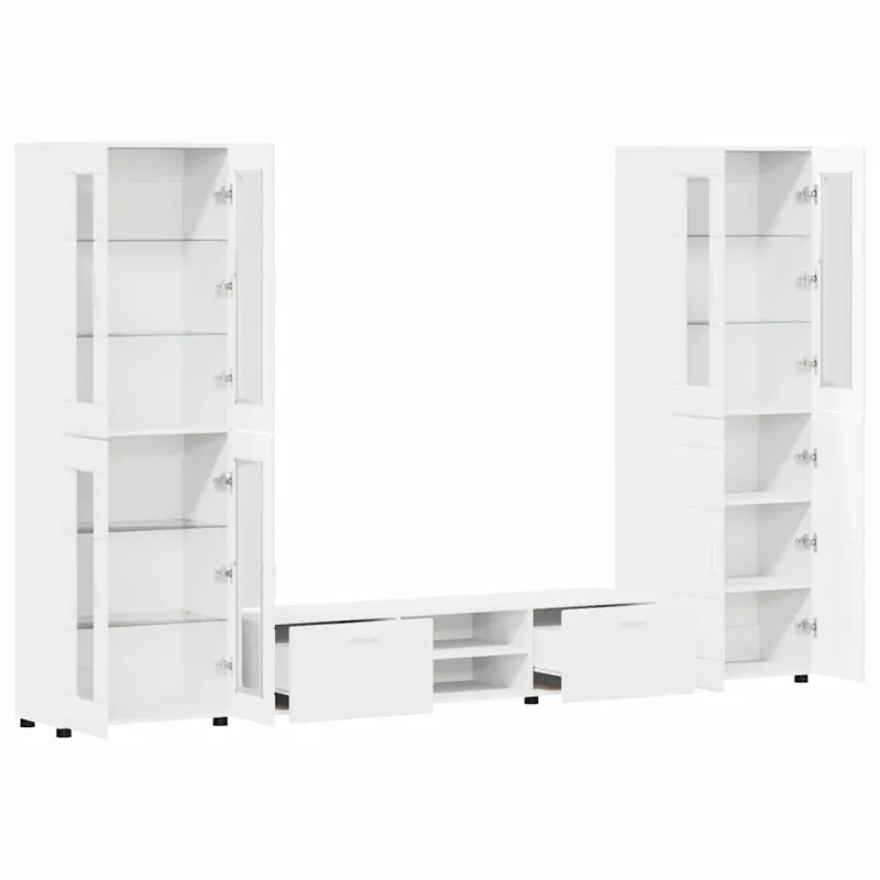 TV spintelių komplektas FLORIN 3 pcs Balta Apdirbta mediena