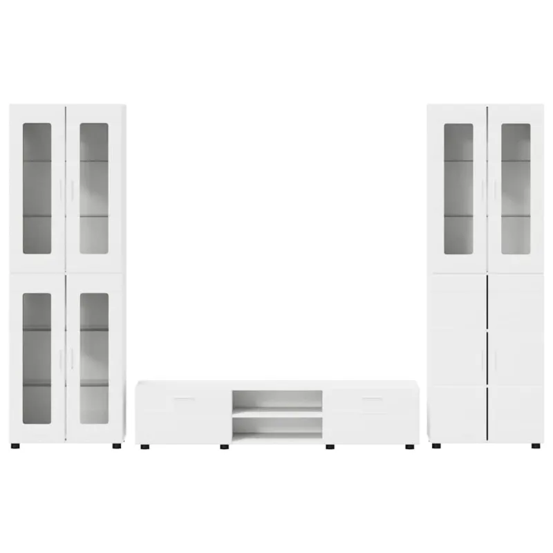 TV spintelių komplektas FLORIN 3 pcs Balta Apdirbta mediena