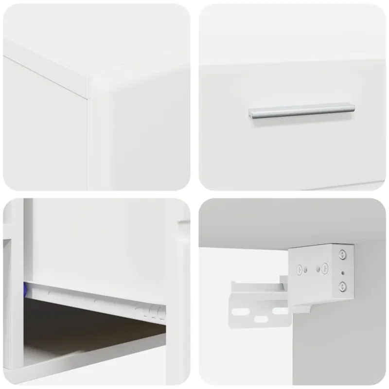 TV spintelių komplektas FLORIN 3 pcs Balta Apdirbta mediena