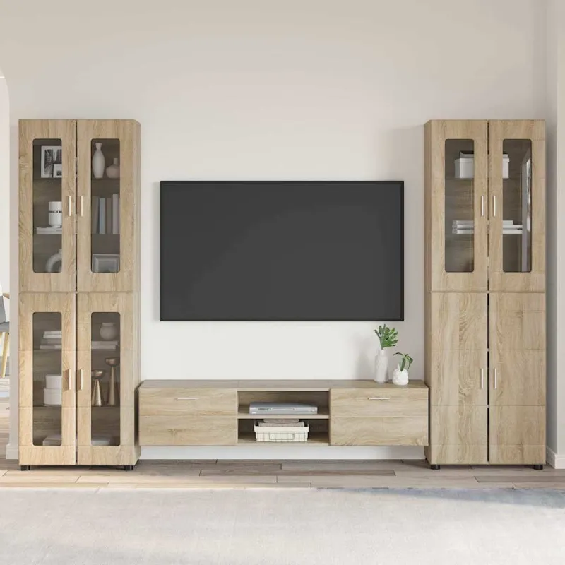 TV spintelių komplektas su stalčių FLORIN 3 pcs Sonoma ąžuolas