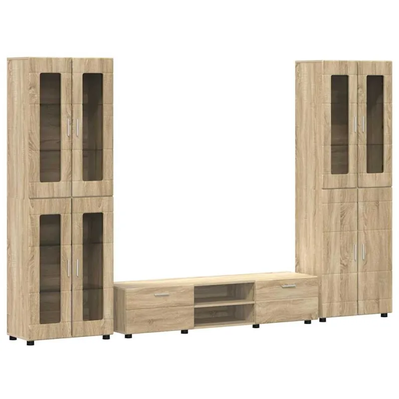 TV spintelių komplektas su stalčių FLORIN 3 pcs Sonoma ąžuolas