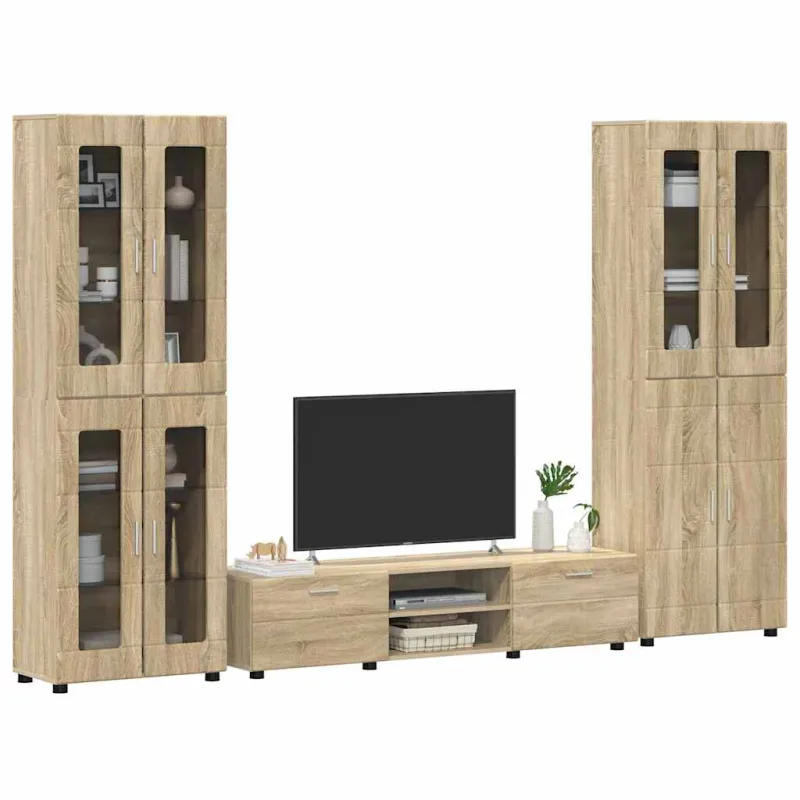TV spintelių komplektas su stalčių FLORIN 3 pcs Sonoma ąžuolas