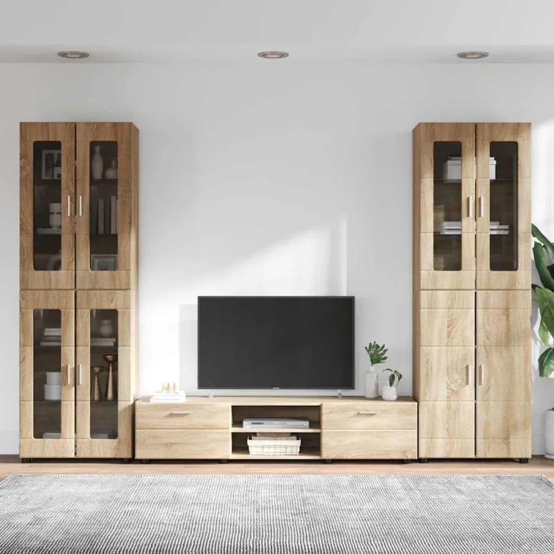 TV spintelių komplektas su stalčių FLORIN 3 pcs Sonoma ąžuolas
