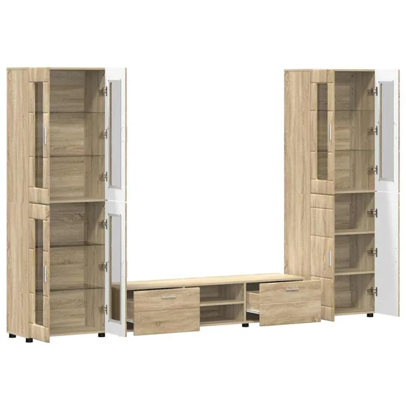 TV spintelių komplektas su stalčių FLORIN 3 pcs Sonoma ąžuolas