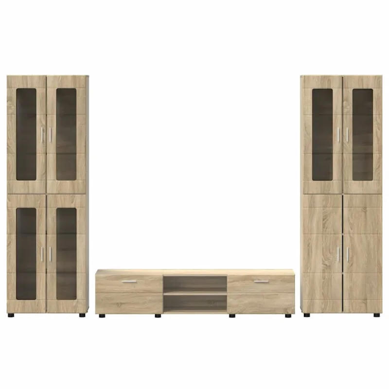 TV spintelių komplektas su stalčių FLORIN 3 pcs Sonoma ąžuolas