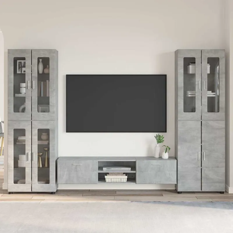 TV spintelių komplektas su stalčių FLORIN 3 pcs Betono pilka