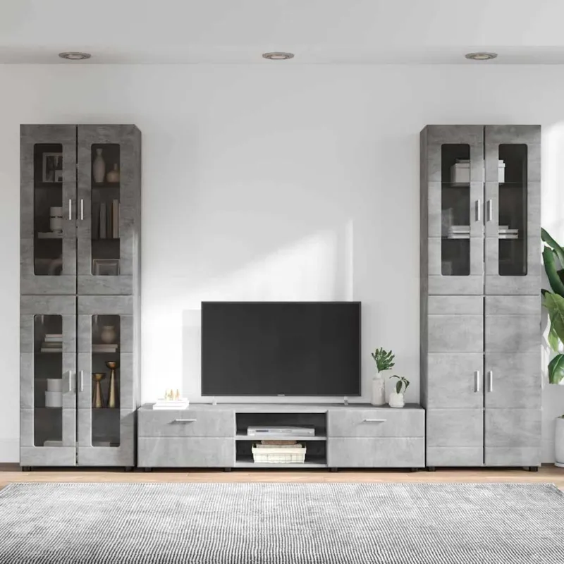 TV spintelių komplektas su stalčių FLORIN 3 pcs Betono pilka