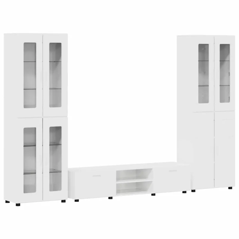 TV spintelių komplektas FLORIN 3 pcs Aukštai blizganti balta