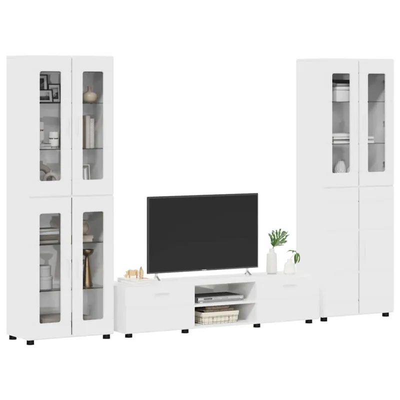 TV spintelių komplektas FLORIN 3 pcs Aukštai blizganti balta