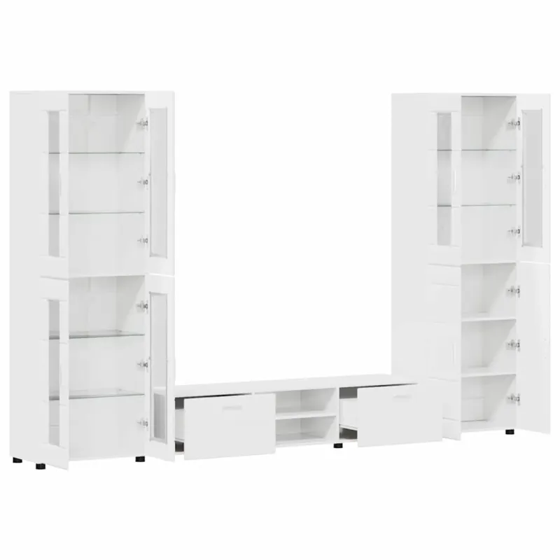 TV spintelių komplektas FLORIN 3 pcs Aukštai blizganti balta