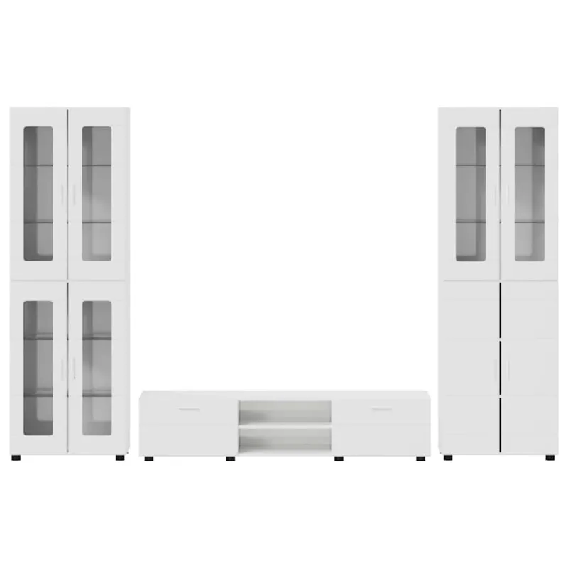 TV spintelių komplektas FLORIN 3 pcs Aukštai blizganti balta