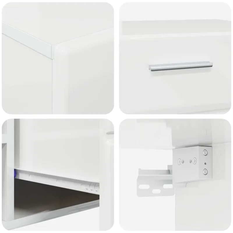 TV spintelių komplektas FLORIN 3 pcs Aukštai blizganti balta