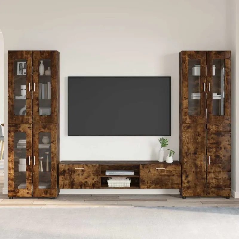 TV spintelių komplektas su stalčių FLORIN 3 pcs Rūkyta ąžuolas