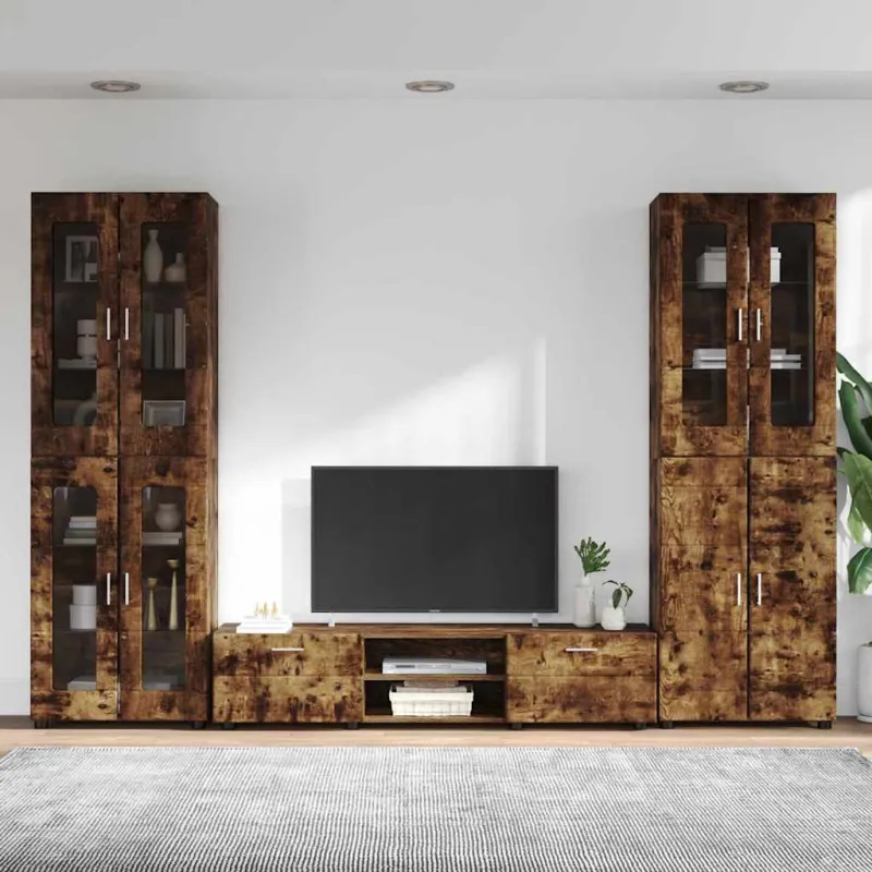 TV spintelių komplektas su stalčių FLORIN 3 pcs Rūkyta ąžuolas