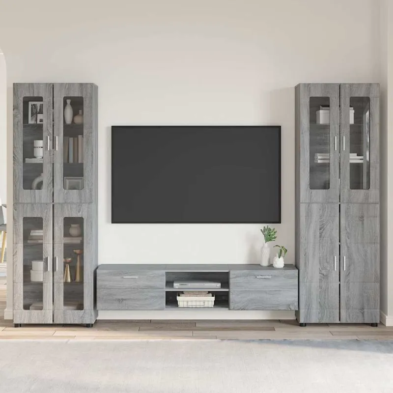 TV spintelių komplektas su stalčių FLORIN 3 pcs Pilkas Sonoma