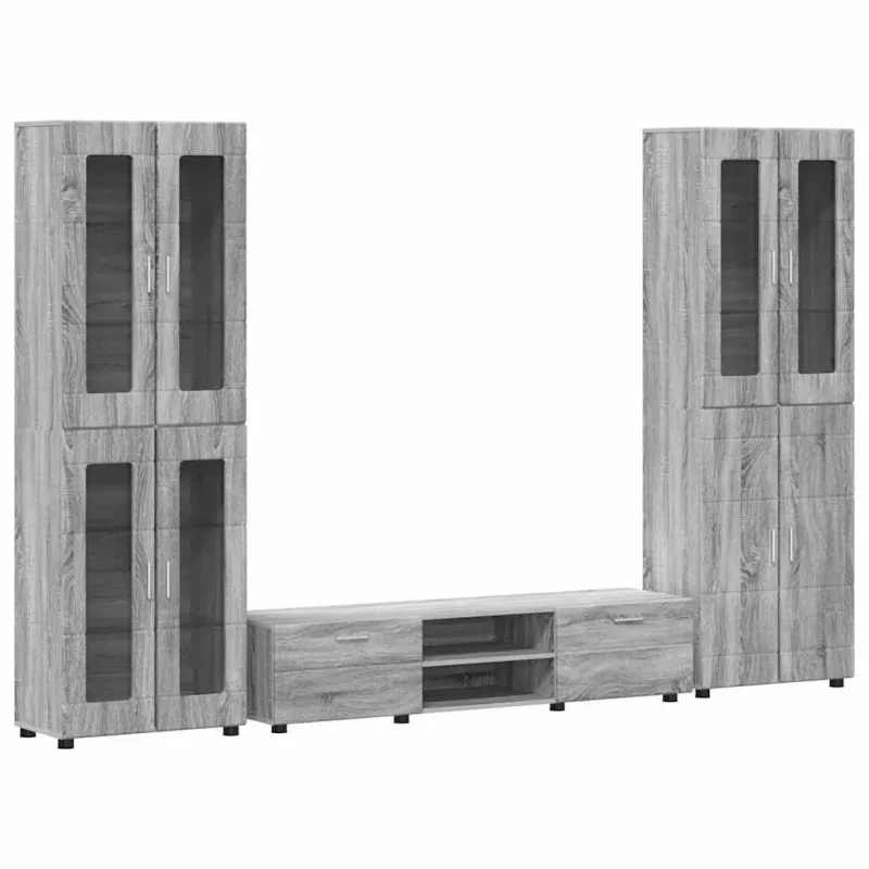 TV spintelių komplektas su stalčių FLORIN 3 pcs Pilkas Sonoma