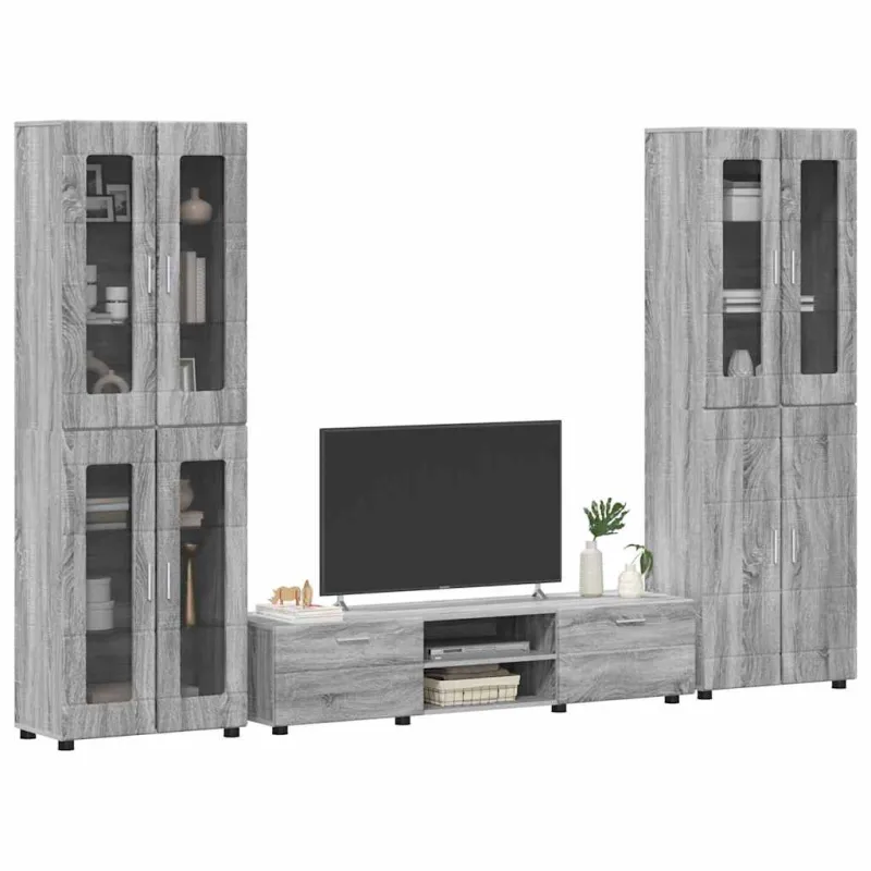 TV spintelių komplektas su stalčių FLORIN 3 pcs Pilkas Sonoma