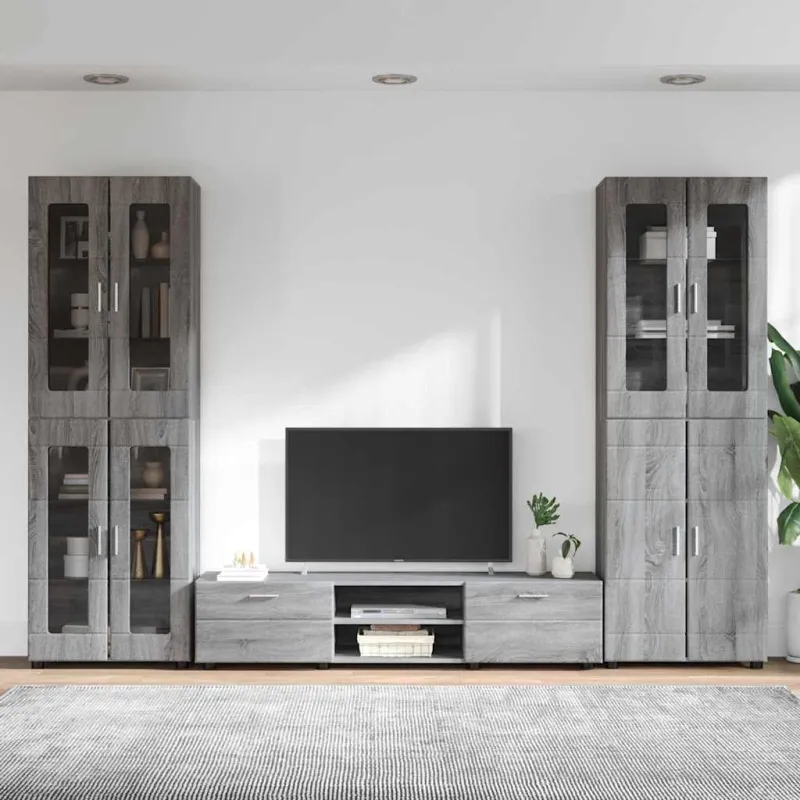 TV spintelių komplektas su stalčių FLORIN 3 pcs Pilkas Sonoma