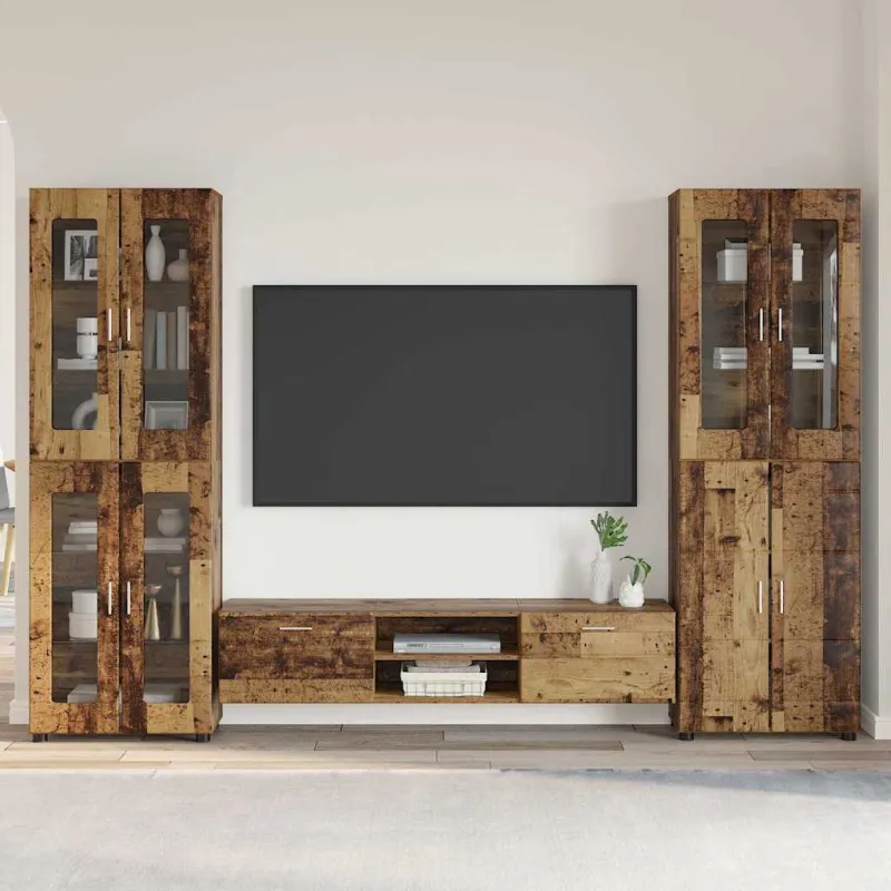 TV spintelių komplektas su stalčių FLORIN 3 pcs Senas medis