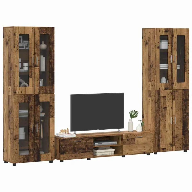 TV spintelių komplektas su stalčių FLORIN 3 pcs Senas medis