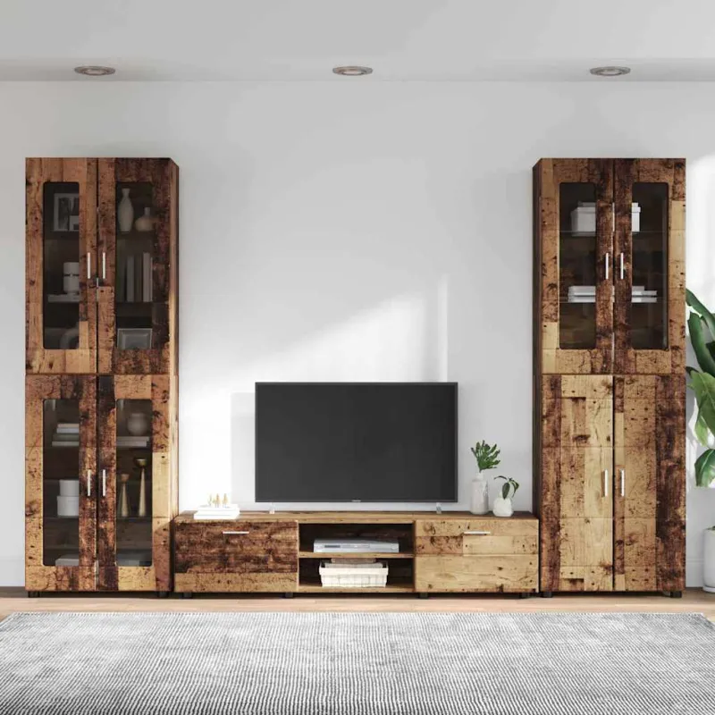 TV spintelių komplektas su stalčių FLORIN 3 pcs Senas medis