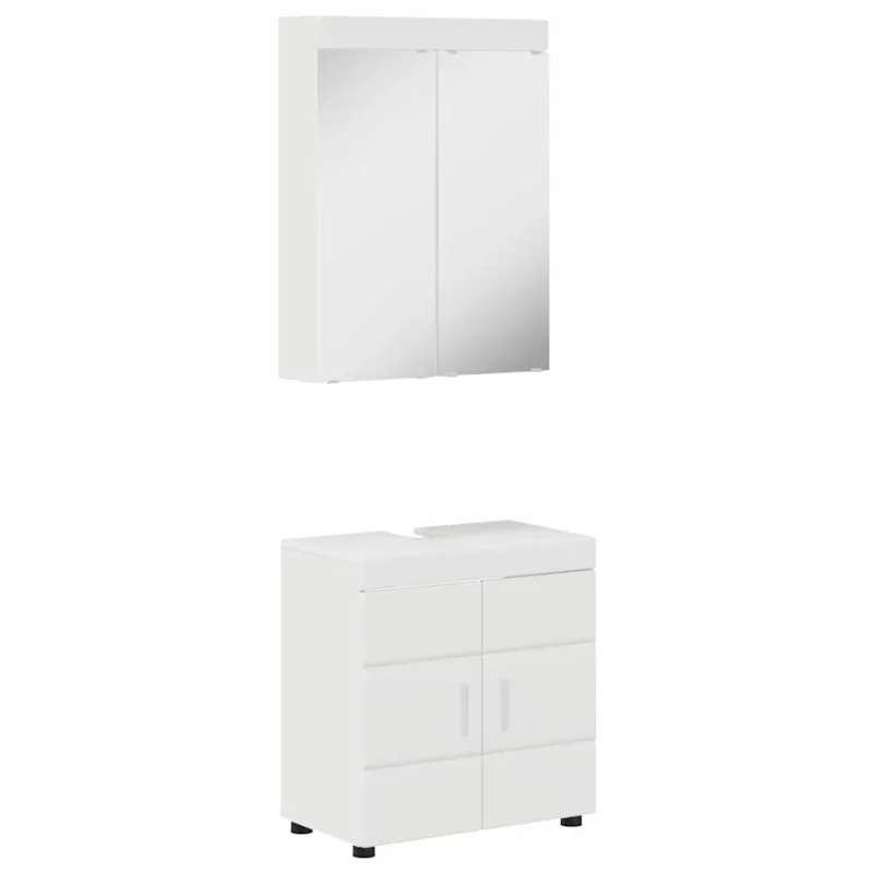 Vonios baldų rinkinys TULUM 2 pcs Aukštai blizganti balta