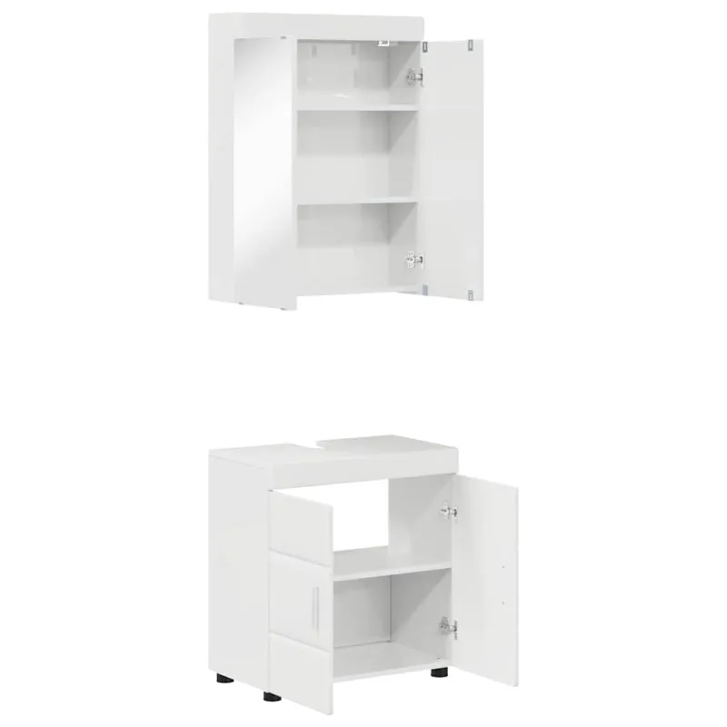 Vonios baldų rinkinys TULUM 2 pcs Aukštai blizganti balta