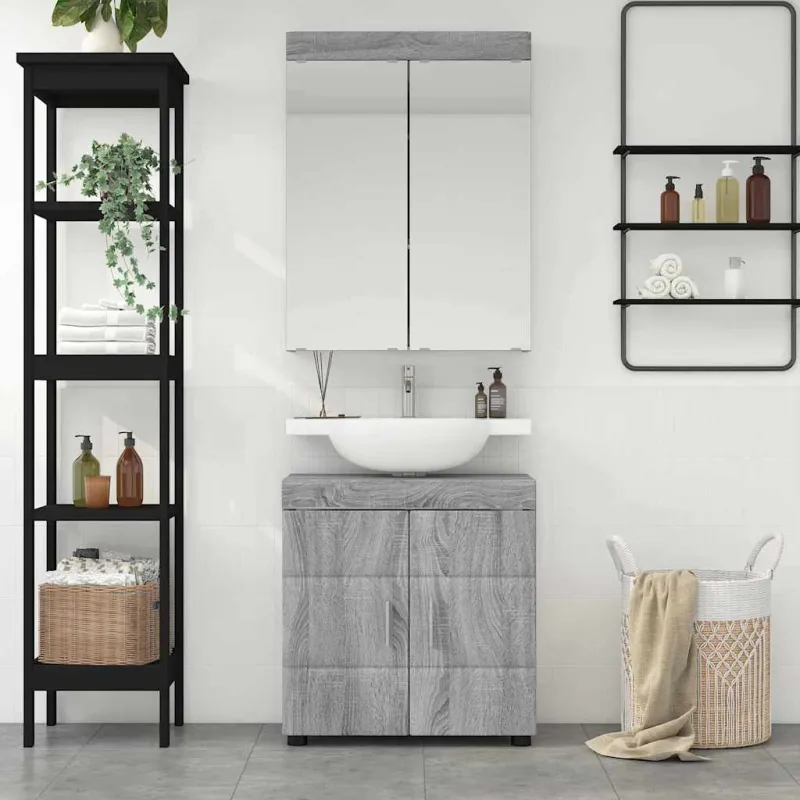 Vonios baldų rinkinys TULUM 2 pcs Pilkas Sonoma 60 x 34 x 63 cm