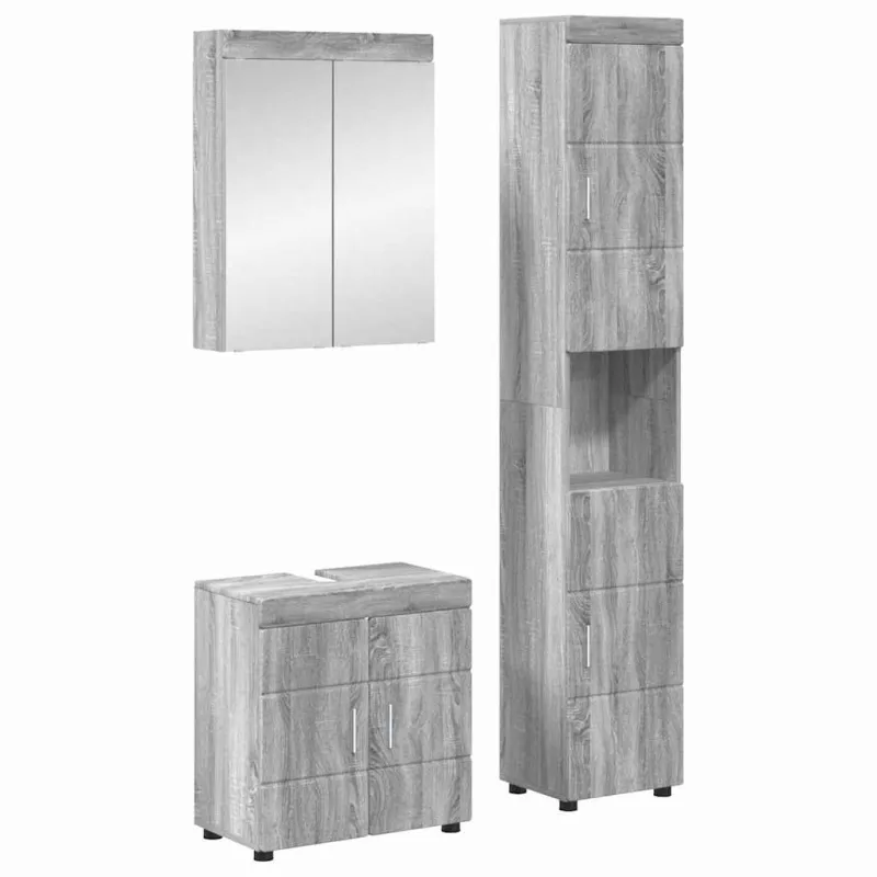 Vonios baldų rinkinys TULUM 3 pcs Pilkas Sonoma 60 x 34 x 63 cm