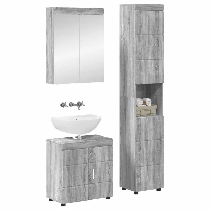 Vonios baldų rinkinys TULUM 3 pcs Pilkas Sonoma 60 x 34 x 63 cm