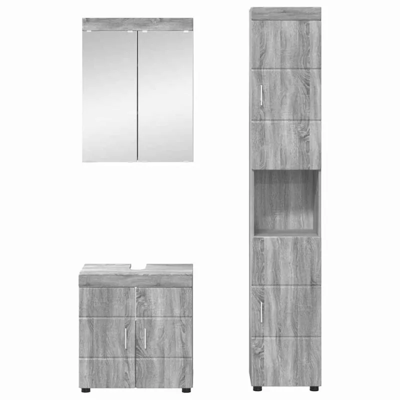 Vonios baldų rinkinys TULUM 3 pcs Pilkas Sonoma 60 x 34 x 63 cm