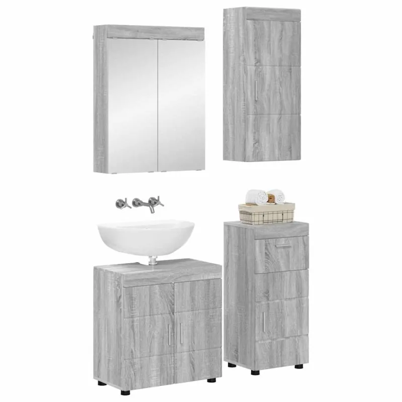 Vonios baldų rinkinys TULUM 4 pcs Pilkas Sonoma 60 x 34 x 63 cm