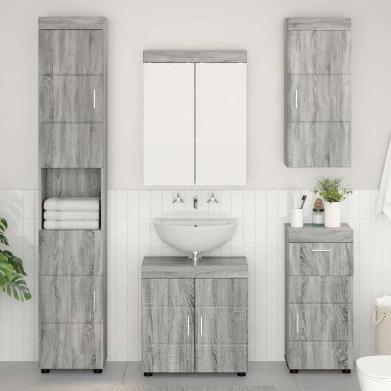 Vonios baldų rinkinys TULUM 5 pcs Pilkas Sonoma 60 x 34 x 63 cm