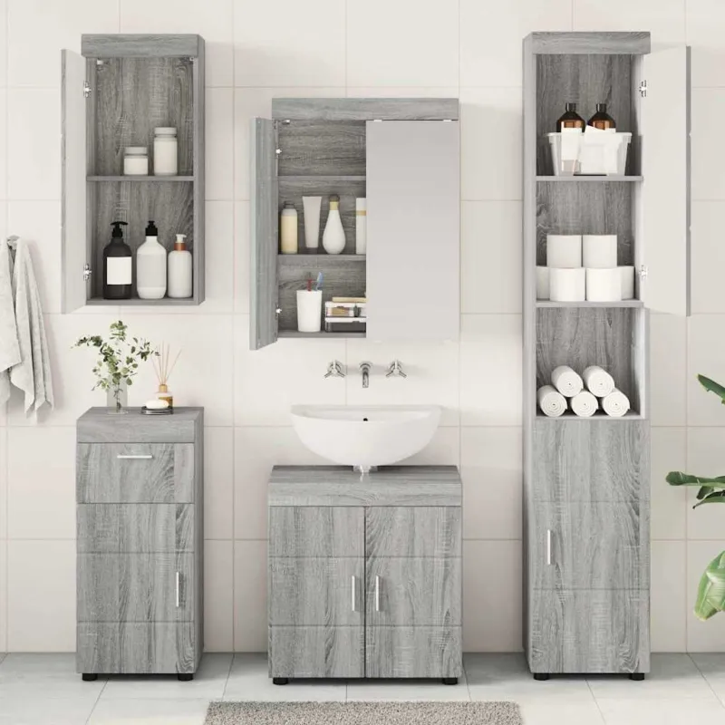Vonios baldų rinkinys TULUM 5 pcs Pilkas Sonoma 60 x 34 x 63 cm
