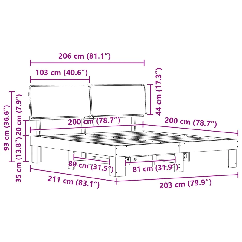 Lovo rėmas su apmuštu galvūgaliu Taupe 200 x 200 cm